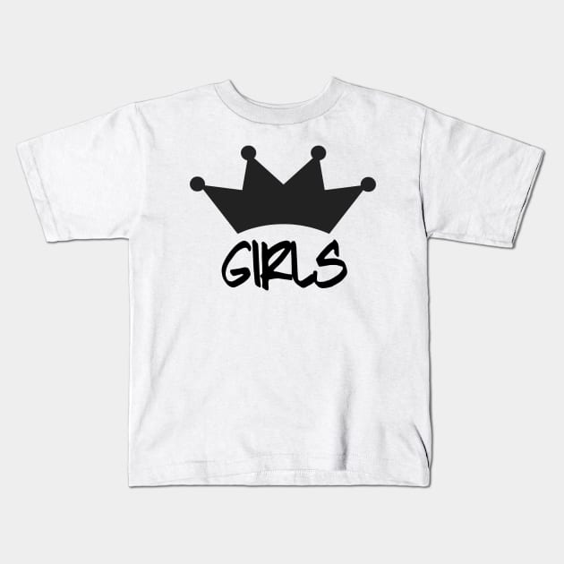 Girls with Crown 2 Kids T-Shirt by FieryAries